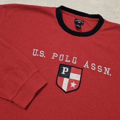 U.S. Polo Assn. Sweater Mens 2XL Red Big Flag Large Logo USP3 Crew Neck USPA - Image 1 of 4