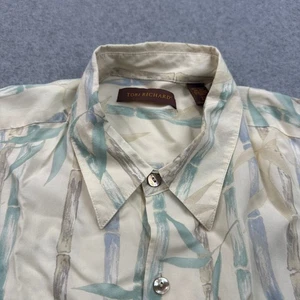 Tori Richard Bamboo Print Camp Shirt Button Up Short Sleeve Cream XL Stretch - Picture 1 of 5