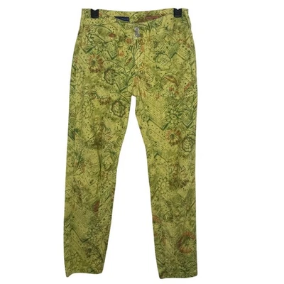 Pantalones de mezclilla ajustados florales para mujer Pilcro Anthropologie 25 verdes elásticos multicolores Foto 1 de 4