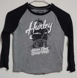 Hurley Boys Size 7 Long-Sleeve T-Shirt High Tides Good Vibes Graphic Print - Picture 1 of 3