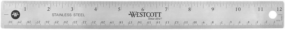 Stainless Steel Ruler W/Non-Slip Cork Back 12"-Silver - 6 Pack - Image 1 of 1