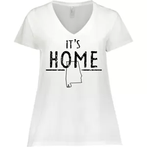 Inktastic It's Home- Alabama State Outline DIstressed Women's Plus Size V-Neck - Picture 1 of 1