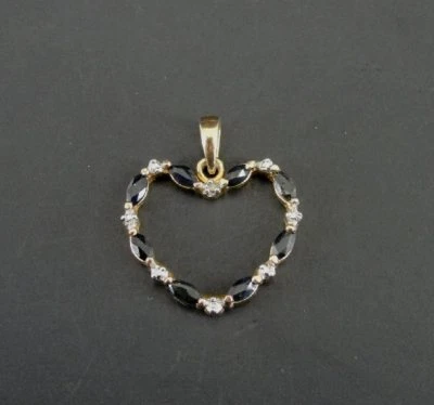 Heart Blue Sapphire Cubic Zirconia Gold Vermeil over Sterling Silver 925 PENDANT - Image 1 of 4