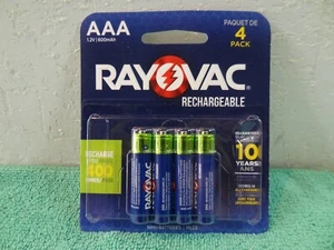 NEW Rayovac AAA Rechargeable Batteries, 4 pack 600 mAh. Genuine - Picture 1 of 15