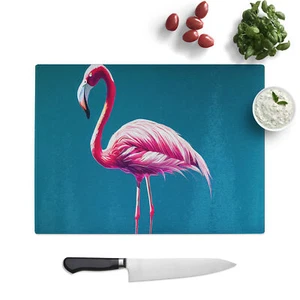 Appealing Flamingo Chopping Board Kitchen Glass Surface Protector Worktop Saver - Picture 1 of 6