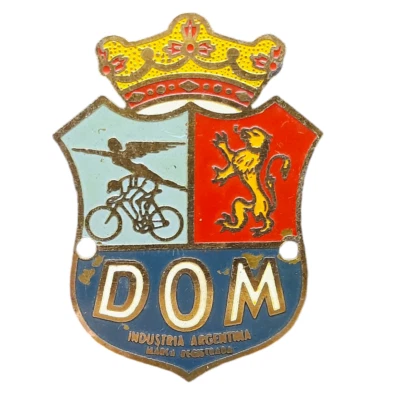 Emblema de cabeça de bronze muito raro vintage década de 1940 DOMINICIS bicicleta/bicicleta Argentina - Imagem 1 de 2
