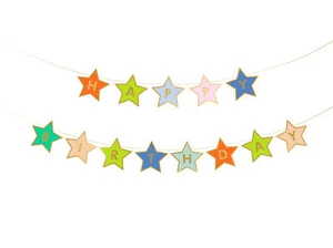Happy Birthday Girlande Sterne 16x260cm Banner Deko Kindergeburtstag Geburtstag - Bild 1 von 2