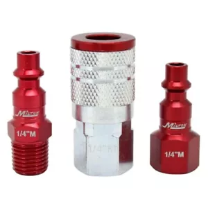 Milton® COLORFIT® M-STYLE® Coupler & Plug Kit (M-STYLE®, Red) 1/4" NPT 3-PIECE - Picture 1 of 5