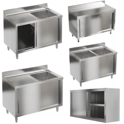 FURNITURE-BASE-ONLINE Commercial Sink Stainless Steel Catering Kitchen Prep Table Work Home Restaurant