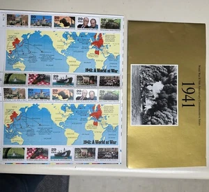 1991 29 cent World War 2 1941 full Sheet of 20 #2559 MNH With Gold Cover RARE - Picture 1 of 9