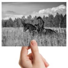 Photograph 6x4" BW - Western Cowboy Horse America Wild West  #43754