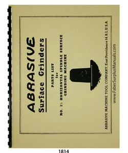 Abrasive Horizontal Surface Grinder No. 1-1/2  Pictorial Parts Manual #1814 - Picture 1 of 8