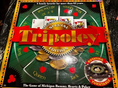 JUEGO DE CARTAS CADACO TRIPOLEY~Edición especial~Tocadiscos*Fichas doradas/plateadas*Tablero de póquer Foto 1 de 4