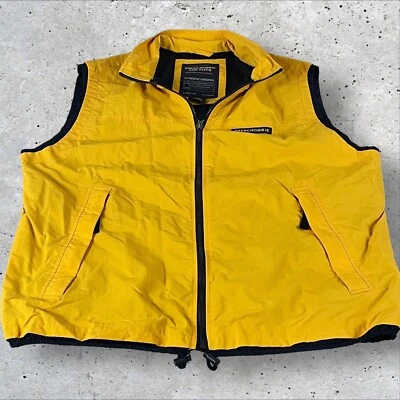 Chaleco de Colección Abercrombie Fitch Para Hombres Grande Utilitario Nylon Amarillo Cremallera Completa Y2K 62 Foto 1 de 4