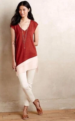  Anthropologie by Deletta - Slope Linen Tunic with Asymmetrical Hem – Size L - Image 1 of 4