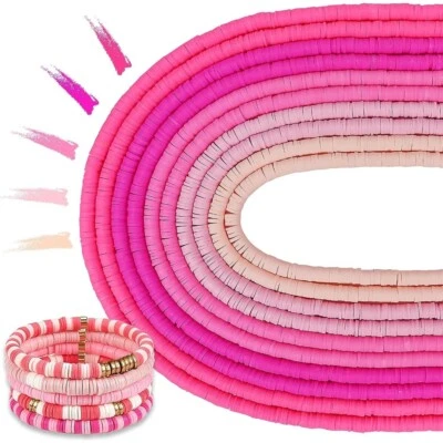 5500 Pcs 10 Strands 6mm Polymer Clay Beads Heishi Beads For Jewelry Making DIY  - Image 1 of 4