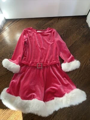 BONNIE JEAN Hot Pinnk SpARKLY CHRISTMAS SANTA DRESS WHITE FUR SHINEY  5 - Image 1 of 4