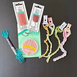 Silk Rayon Embroidery Threads Madeira Edmar Mixed Colours Brands LOT + Needles - Picture 1 of 4