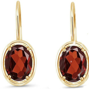 Fashion 18k Gold Plated Red Oval Crystal Drop Dangle Earrings Party Womens Girls