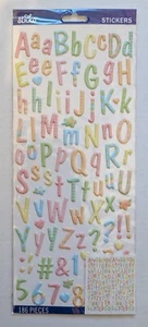 Large Pastel Puffy Casual Alphabet Letters Numbers Scrapbooking Stickers Sticko - Picture 1 of 3