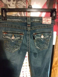 True Religion Jeans girls Size 25 Made USA Blue Joey VERY CLEAN inseam 28" VG - Picture 1 of 12