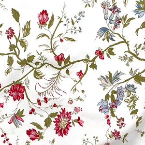 Pottery Barn Standard SHAM White w/ Red Blue Jacobean Floral Vine - NICE! - Picture 1 of 5