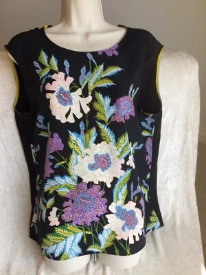 Hermoso Top Diane Von Furstenberg Multi Negro 100% Seda Talla L Foto 1 de 4