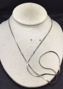 Vintage Sterling Silver 925 Long Herringbone Chain Necklace 30" V319 - Picture 1 of 4