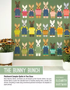 The Bunny Bunch by Elizabeth Hartman Quilt Pattern ~ Pieced Rabbit Sampler Quilt - Picture 1 of 6