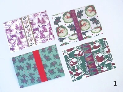 4 CARTERAS PARA TARJETAS DE REGALO DE NAVIDAD PORTA DINERO SANTAS ACEBO CASAS DE RENOS BOSQUE Foto 1 de 4