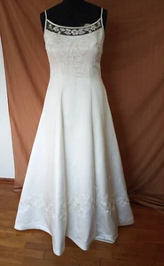 Bridal Originals Wedding Dress 14 Timeless Satin Bustle Embroidery Candlelight - Picture 1 of 24