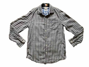 Crew Clothing Shirt Grey/White Stripe Tailored Fit Check Soft Cotton Size S VGC - Picture 1 of 6