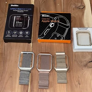 Accesorios Apple Watch, correas metálicas de malla con estuche, fundas brillantes - Imagen 1 de 5