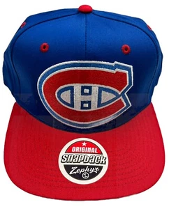 New Mens Montreal Canadiens Hat Cap Snapback Hockey NHL Blue Zephyr Vintage - Picture 1 of 4