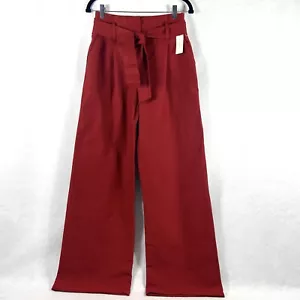 Anthropologie Pants Women’s Small Red High Rise Wide Leg Tie Front New - Picture 1 of 13