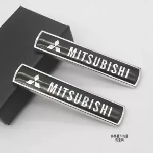 1pair Black MITSUBISHI Logo Letters Fender Emblem Badge Metal for MITSUBISHI - Picture 1 of 3