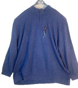 Suéter de la Asociación de Polo de Estados Unidos para Hombres 5XLT Azul 1/4 Cremallera Mezcla de Algodón Pullover NUEVO - Imagen 1 de 8