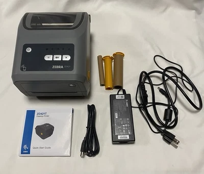 Zebra ZD421 Label Printer USB/Bluetooth – Very Good – Boxed w/ Power Supply - Image 1 of 4