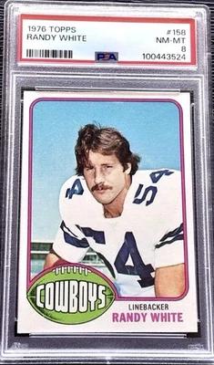 1976 TOPPS FOOTBALL — RANDY WHITE (ROOKIE CARD) #158 PSA 8 - Image 1 of 2