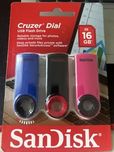 Sandisk Cruzer Dial 16GB USB 2.0 FlashDrive 1PK OEM Assor Colour Black Blue Pink - Picture 1 of 1