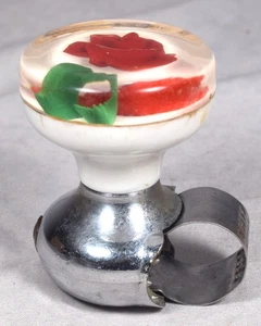 Vintage Red Rose in Clear Plastic Suicide Style Steering Wheel Knob by Bonzer - Foto 1 di 7