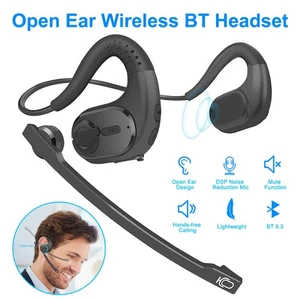 Bluetooth Headset Open Ear Headphones with Removable Noise Cancelling Mic Sport - Picture 1 of 21
