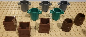 10 Lego Container Barrel Garbage Can Trash Recycling Bin City Utensil  Set Lot - Picture 1 of 1
