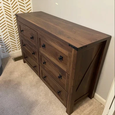 Деревенский комод 6 ящиков сундук для хранения — деревянный органайзер мебели для спальни - Изображение 1 из 4