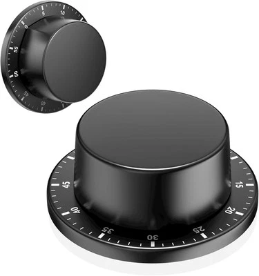 Newaner Küchentimer Mechanisch Magnetisch Countdown Edelstahl Timer Schwarz - Bild 1 von 4