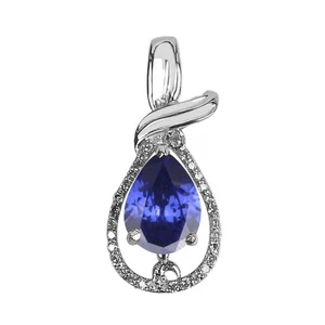 1.40Ct Natural Blue Tanzanite IGI Certified Diamond Pendant In 14KT White Gold - Picture 1 of 1
