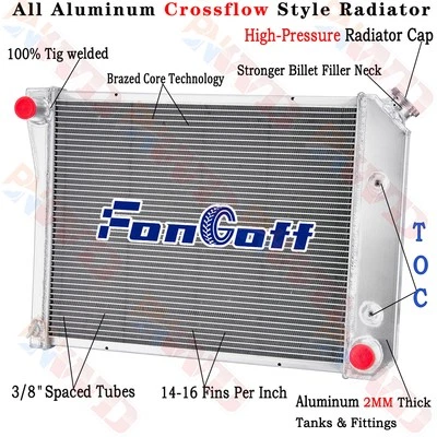 3 Row Aluminum Radiator For 1968-1974 Chevy Nova Caprice Camaro / Buick Regal - Image 1 of 4