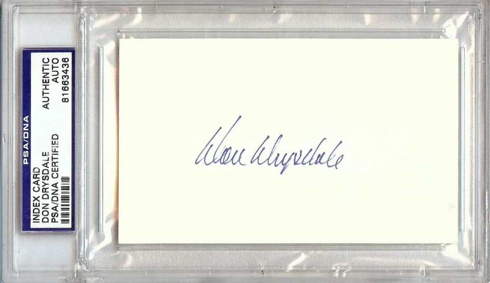 Don Drysdale Signed Autographed Index Card Los Angeles Dodgers HOFer PSA/DNA - Image 1 of 1