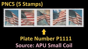 US 5871-5874 5874a Flag F PNC5 APU P1111 (from small coil) MNH 2024 - Picture 1 of 1