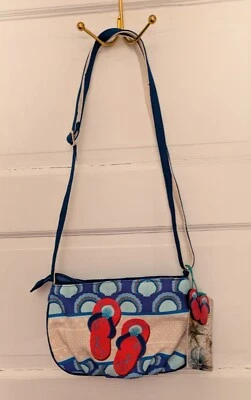 SUN-N-SAND Bolso de Hombro Sandalia Chanclas de Lona Baile Sol Rojo/Azul/Púrpura Nuevo con Etiquetas Foto 1 de 4